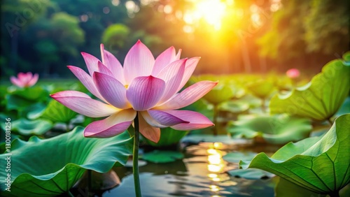 Wallpaper Mural blooming lotus in the pond , lotus flower, natural world, lotus flower, natural world, water garden Torontodigital.ca