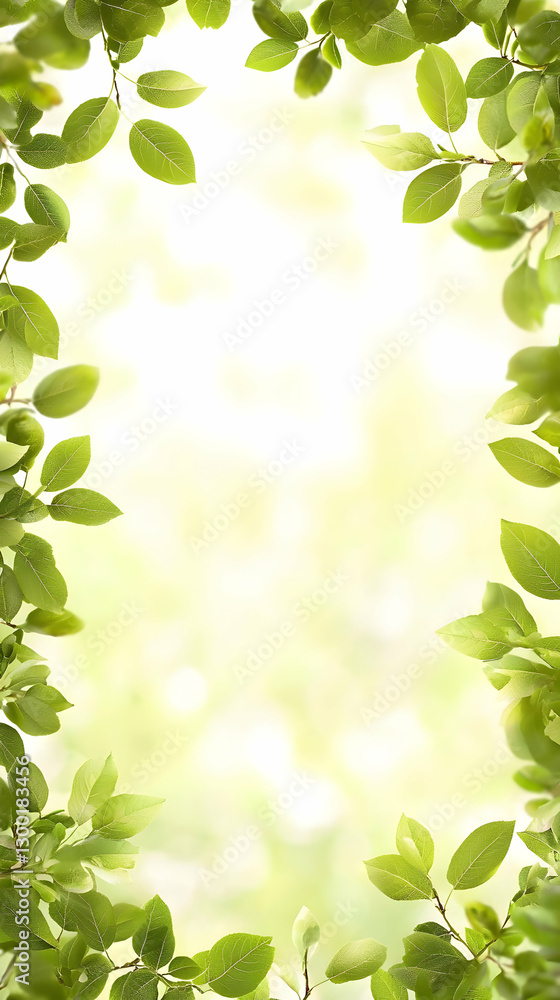 Lush Green Leaves Frame Soft Sunlight Background Lush Green Leaves Frame Soft Sunlight Background