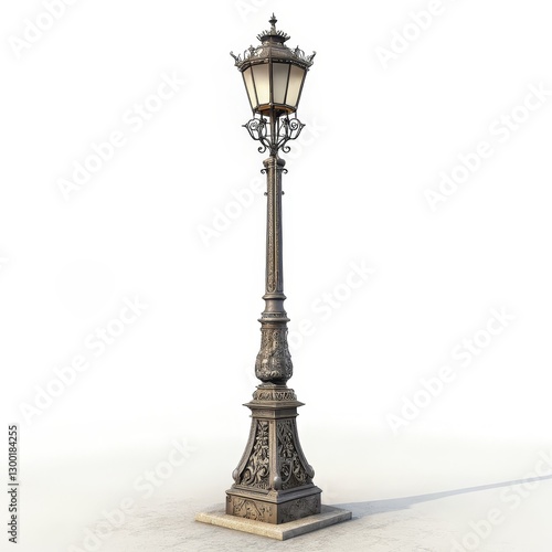 Ornate Street Lamp 3D Model Victorian Design, Isolated Render, Architectural Lighting, lamppost, 3dmodel lamppost, 3d rendering photo