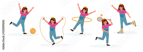 Girl enjoying various outdoor activities with friends in sunny park setting