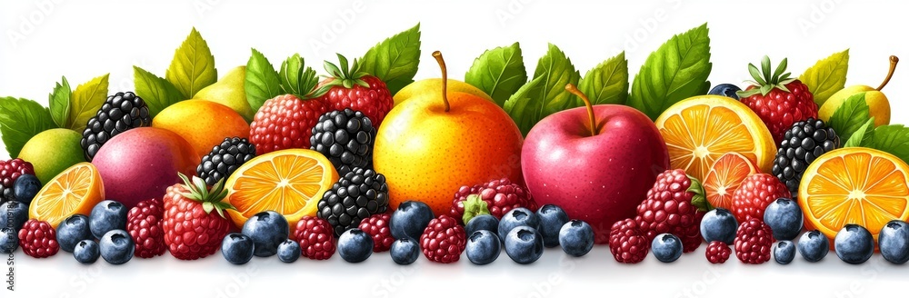 Captivating Fruit Display: Green Canvas Enhanced with Earth's Tones Captivating Fruit Display: Green Canvas Enhanced with Earth's Tones