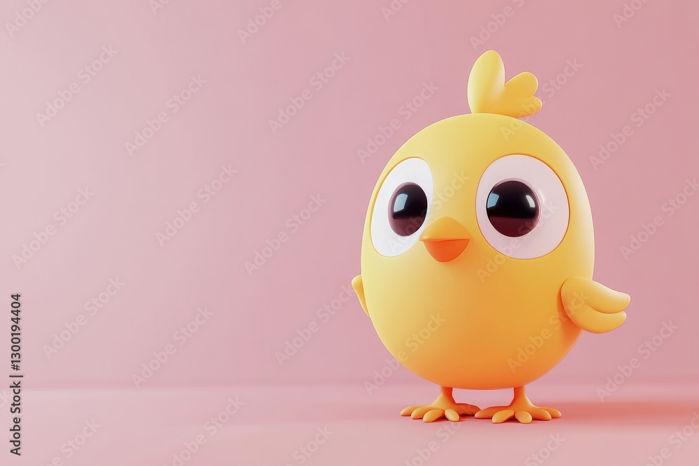 A pink backdrop featuring a digitally rendered adorable yellow bird A pink backdrop featuring a digitally rendered adorable yellow bird