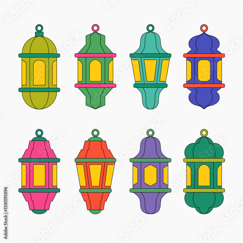 Colorful Lantern Decorative Illustration Vector