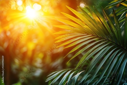 Wallpaper Mural Tropical AI art with a vivid, tilted-shift palm leaf border Torontodigital.ca