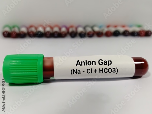 Blood sample for Anion Gap test. Electrolytes balance test, acidosis or alkalosis