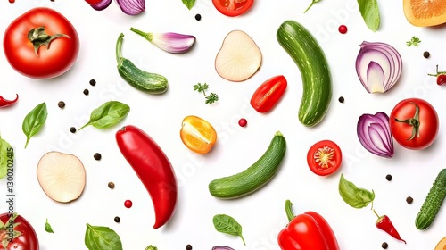 Wallpaper Mural Fresh colorful vegetables flat lay arrangement Torontodigital.ca