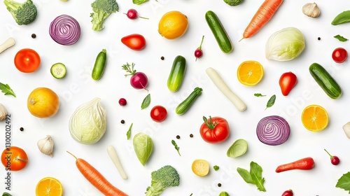 Fresh Produce on White Background