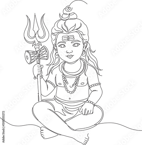 Line Art of Lord Shiva 