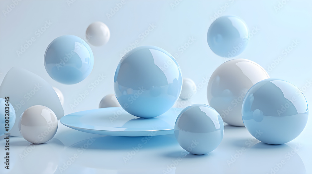 Clean Pastel Blue White Spheres 3D Minimalist Clean Pastel Blue White Spheres 3D Minimalist
