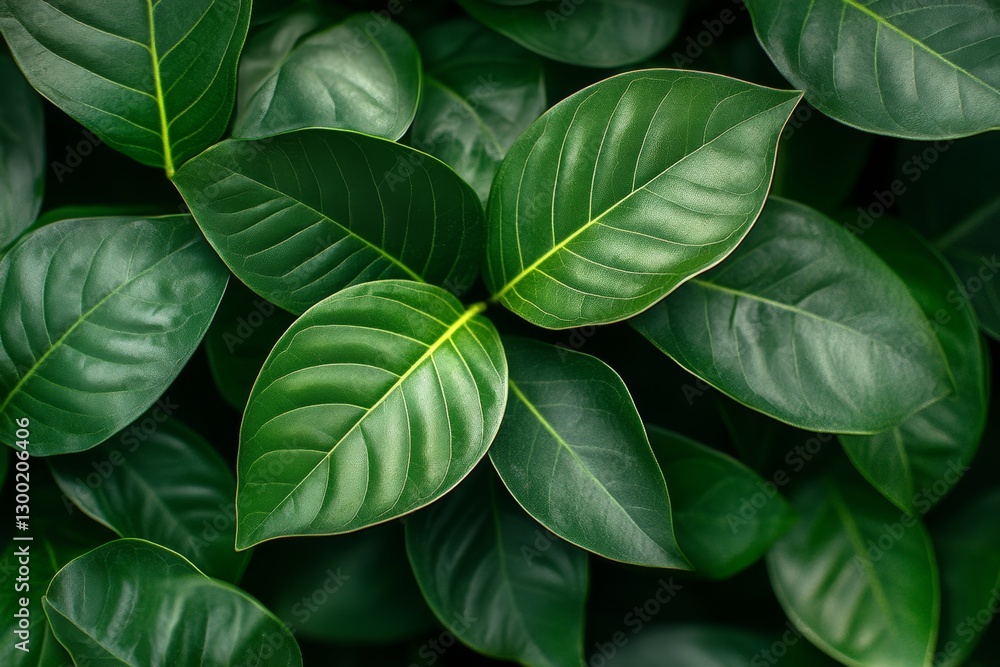 Obraz premium A backdrop of dark, moody green tropical leaves with a textured finish