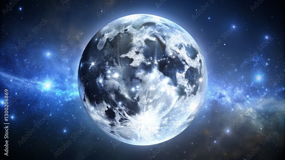 Fototapeta premium Silhouette of Majestic Silver Moon, Night Sky, Lunar Eclipse, Celestial, Nature Photography