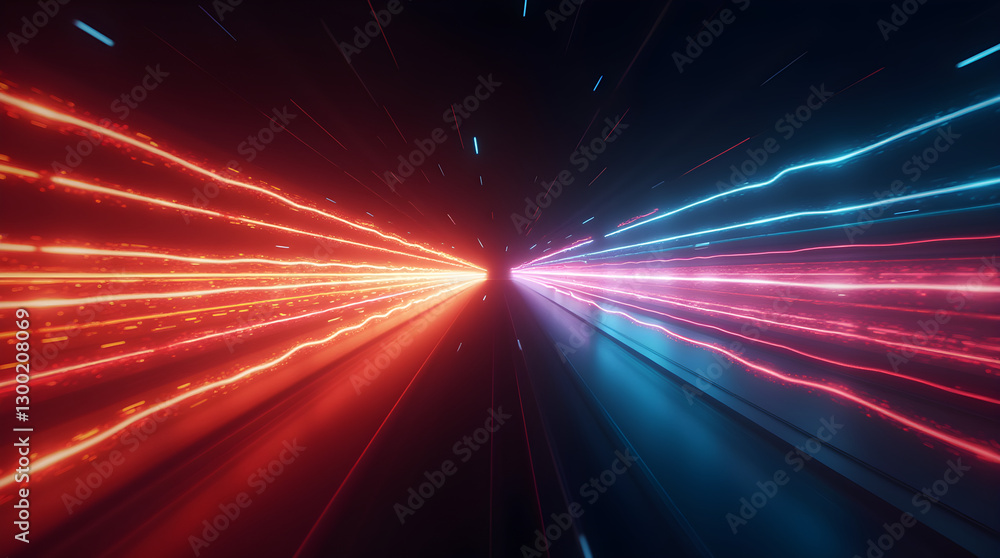 Futuristic Speed of Light Tunnel - Abstract Red and Blue Light Streaks Motion Digital Art Futuristic Speed of Light Tunnel - Abstract Red and Blue Light Streaks Motion Digital Art