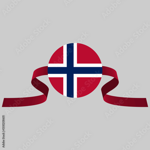 Norway flag with ribbon behind