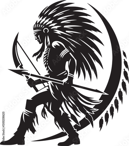 Native American warrior vector illustration