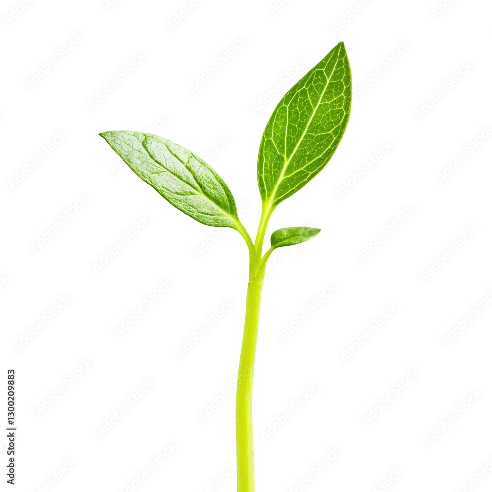 Young sprout growing with two green leaves Young sprout growing with two green leaves