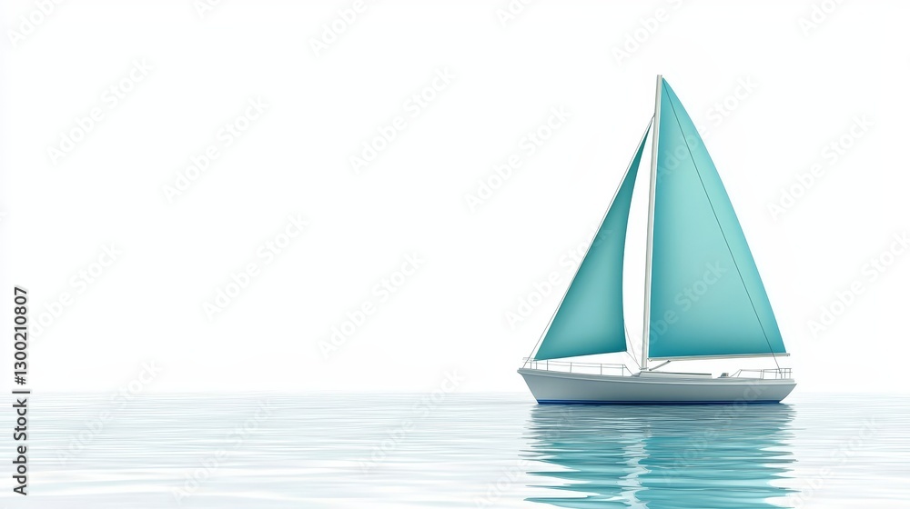 Obraz premium Serene sailboat adventure, a picturesque journey across the azure ocean tranquil