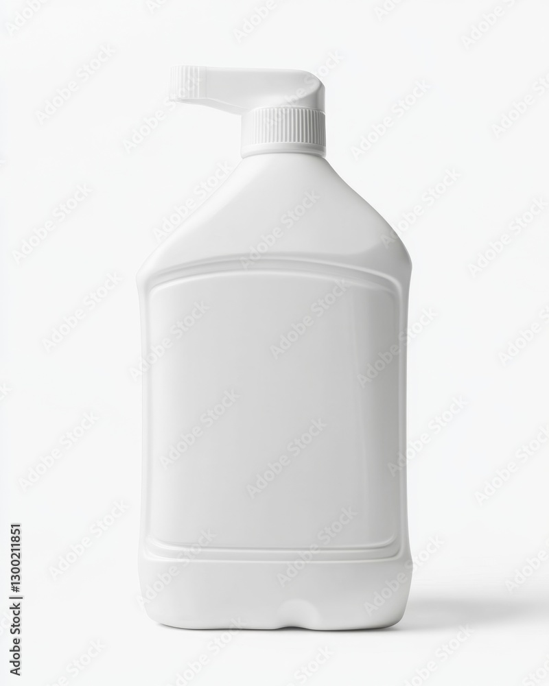 White plastic bottle, studio shot, blank label, packaging mockup, cleaning product White plastic bottle, studio shot, blank label, packaging mockup, cleaning product