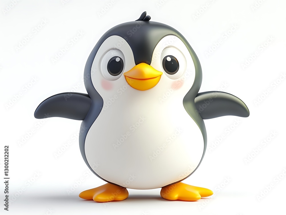 Fototapeta premium Cute animated penguin character digital art studio setting playful vibe