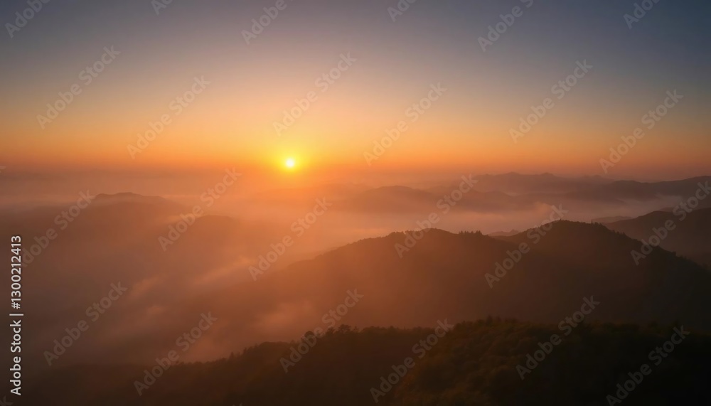 Obraz premium Golden Sunrise Over Misty Mountains