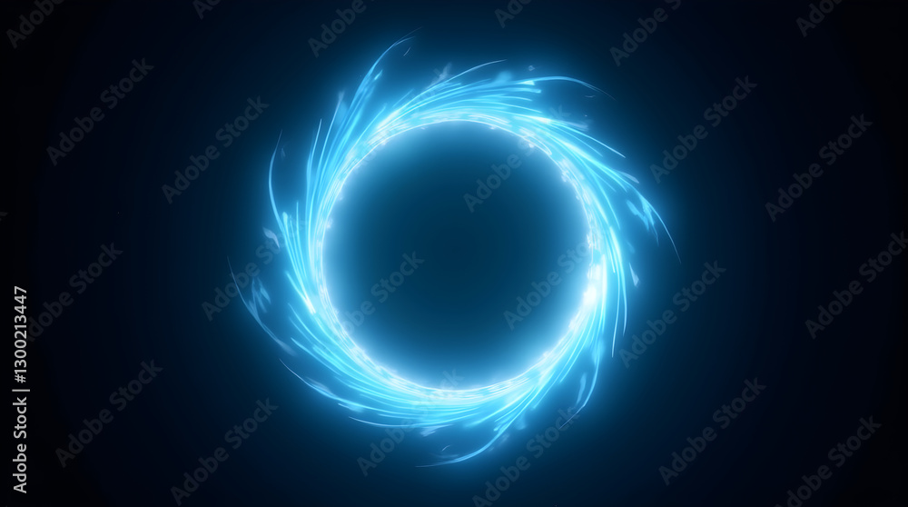 Glowing Blue Energy Portal Ring - Abstract Swirling Light Effect on Dark Background - Digital Art Glowing Blue Energy Portal Ring - Abstract Swirling Light Effect on Dark Background - Digital Art