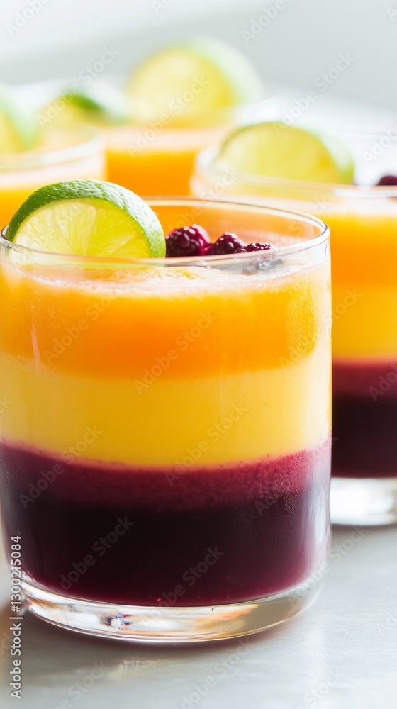 Tropical Layered Fruit Cocktail with Citrus and Berries Tropical Layered Fruit Cocktail with Citrus and Berries