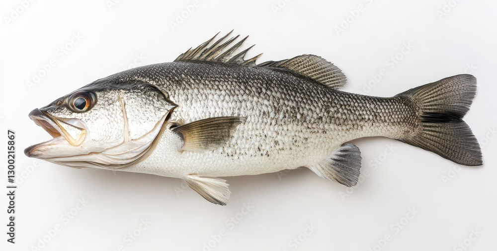Fototapeta premium Freshwater Bass Fish on White Background