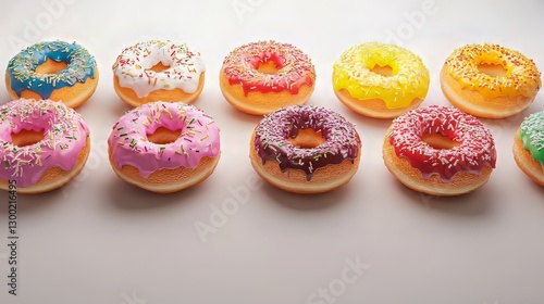 Colorful frosted donuts with sprinkles galore