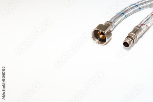 Quadro su tela Plumbing tube. Flexible metal stainless steel faucet hoses