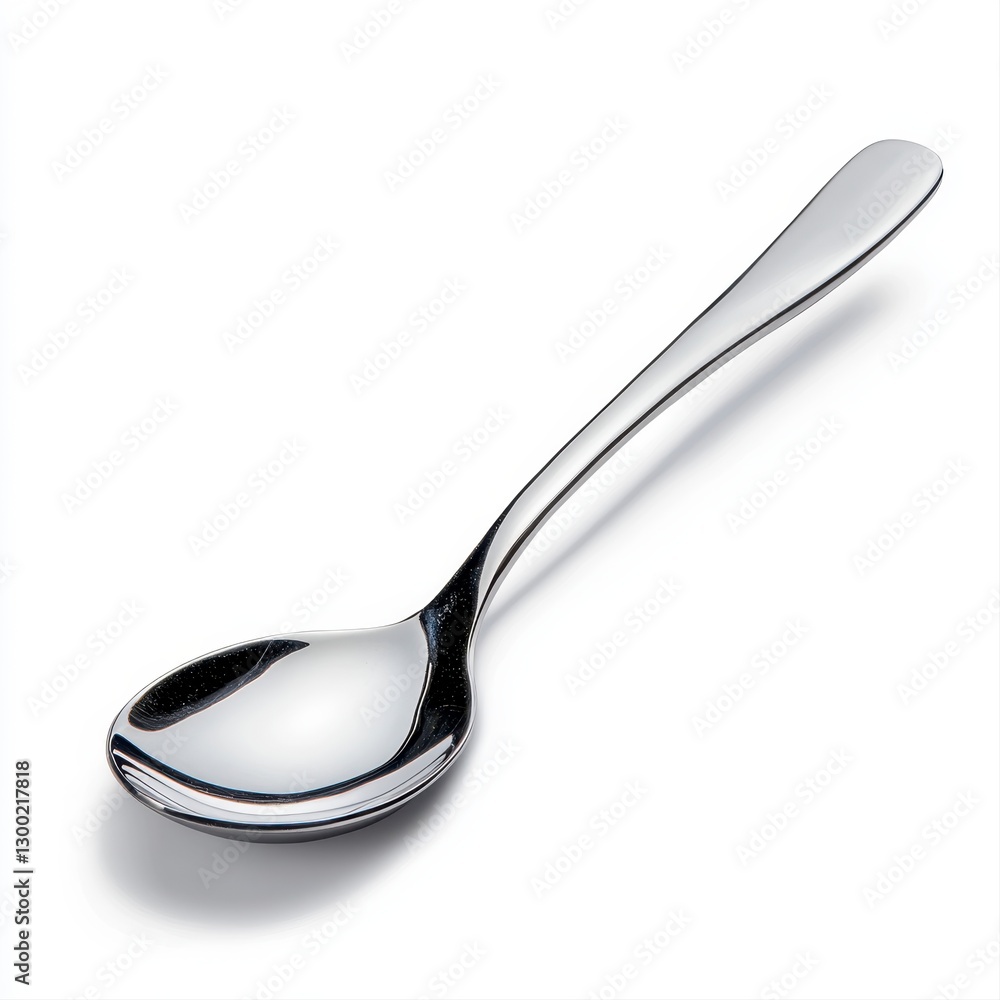 Simple yet elegant spoon made of stainless steel with a polished finish and ergonomic design for everyday use Simple yet elegant spoon made of stainless steel with a polished finish and ergonomic design for everyday use