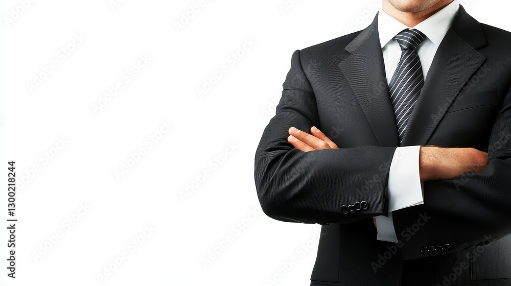 Confident businessman in suit, professional portrait with crossed arms, exuding success and leadership Confident businessman in suit, professional portrait with crossed arms, exuding success and leadership