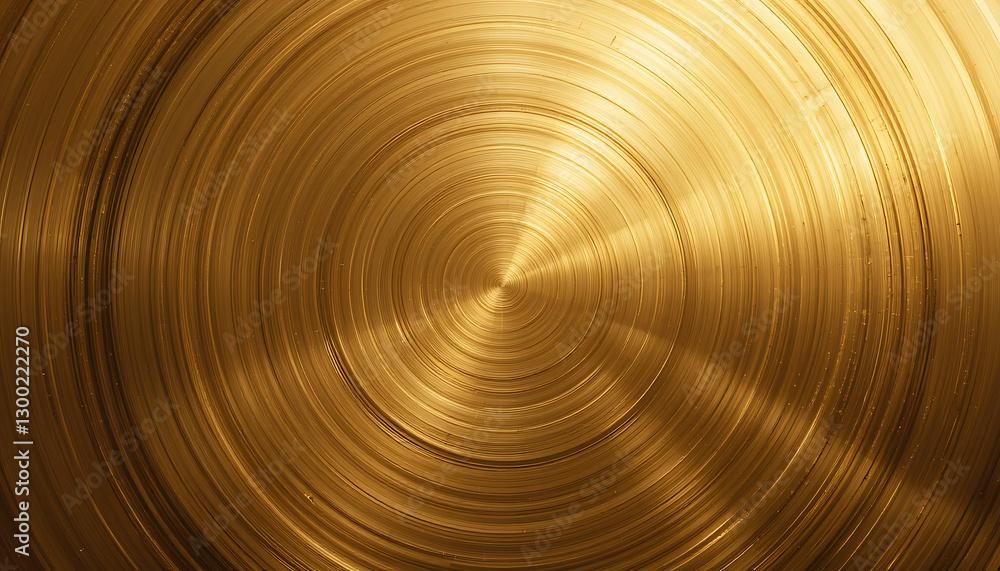Obraz premium Polished Golden Metal Surface with Circular Brushed Texture and Shiny Reflection