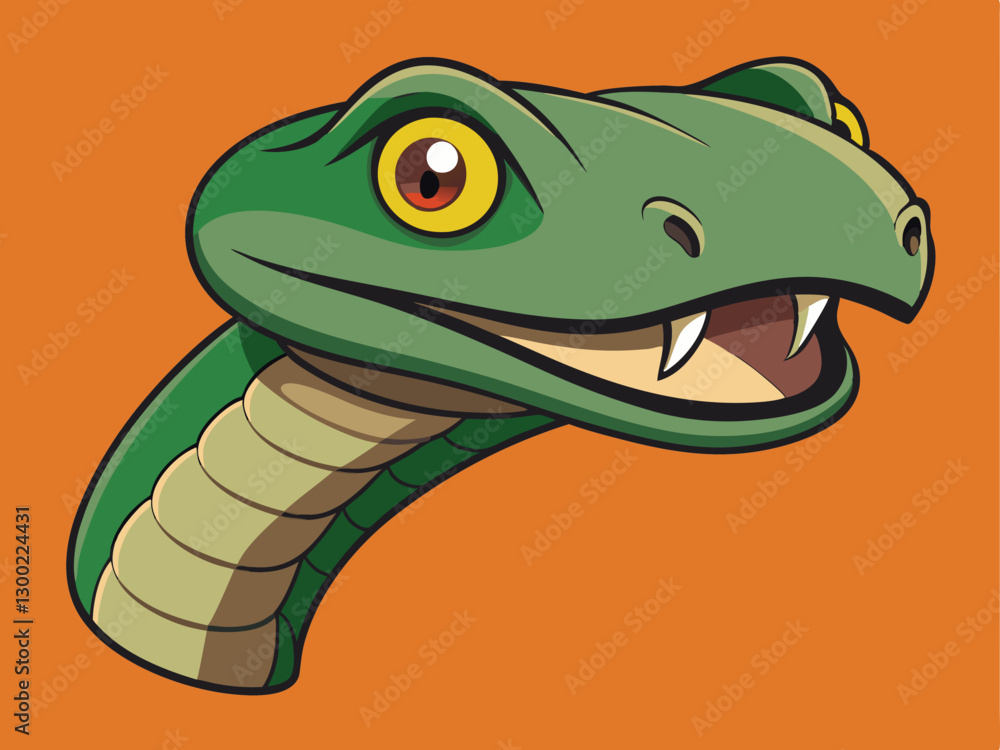 Obraz premium green snake cartoon
