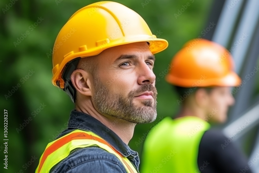 A group of engineers inspecting a dam, wearing hard hats and safety vests A group of engineers inspecting a dam, wearing hard hats and safety vests