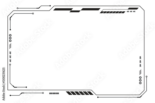 Black control panel abstract modern technology futuristic interface hud ui on white background.