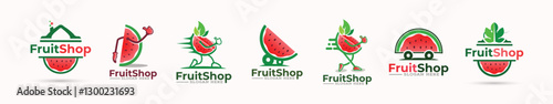 Watermelon fruits shop vector logo design