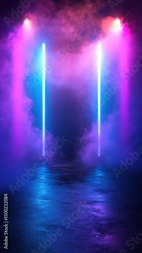 Wallpaper Mural Vibrant neon lights illuminate a foggy dance floor creating an enchanting atmosphere for a night of celebration Torontodigital.ca