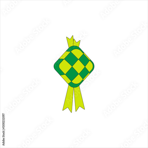 Traditional food Ketupat icon vector illustration on white background. Meal for Eid Mubarak festival