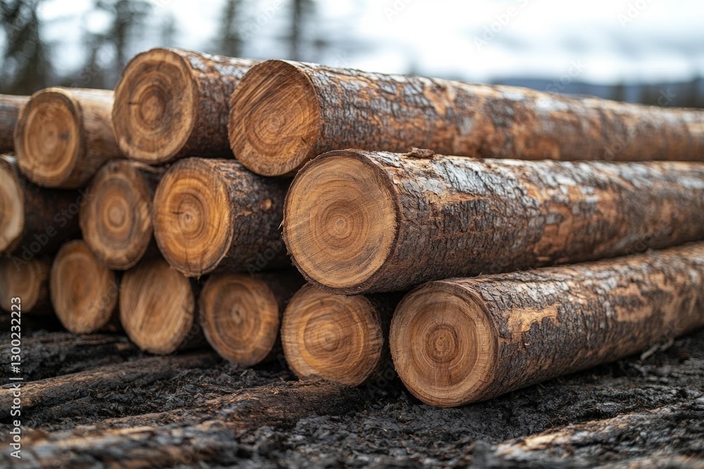 Stacked Logs On A Forest Industry Site Stacked Logs On A Forest Industry Site