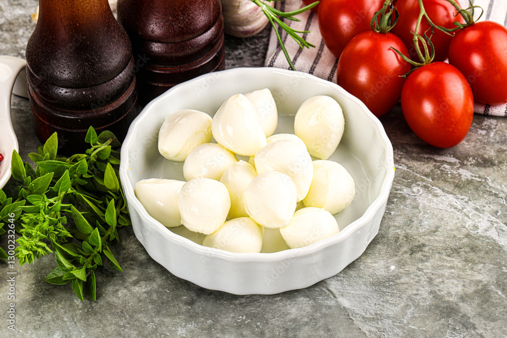 Small mozzarella mini cheese balls Small mozzarella mini cheese balls