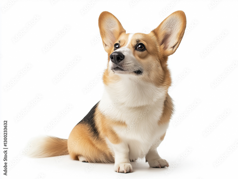 Corgi sits gracefully in bright light with an inquisitive expression Corgi sits gracefully in bright light with an inquisitive expression