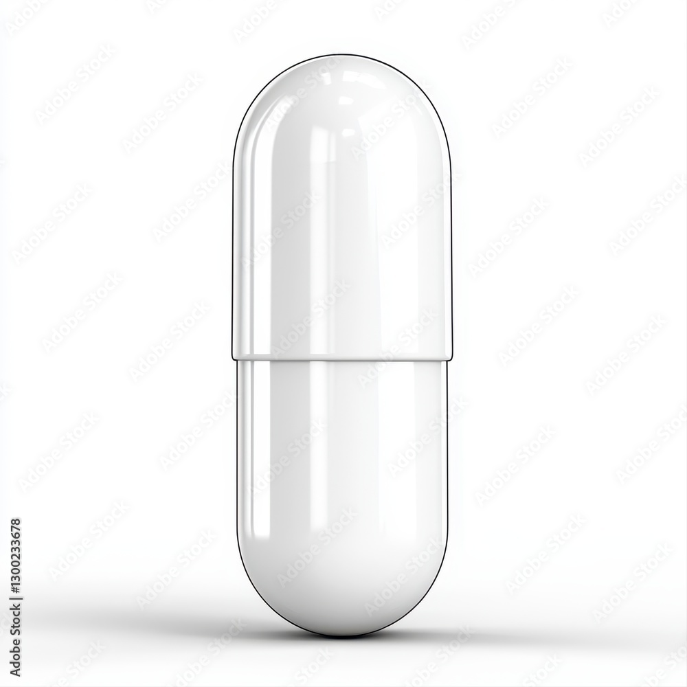 Isolated white pill on a clean surface representing health and wellness in a clinical or medical context Isolated white pill on a clean surface representing health and wellness in a clinical or medical context