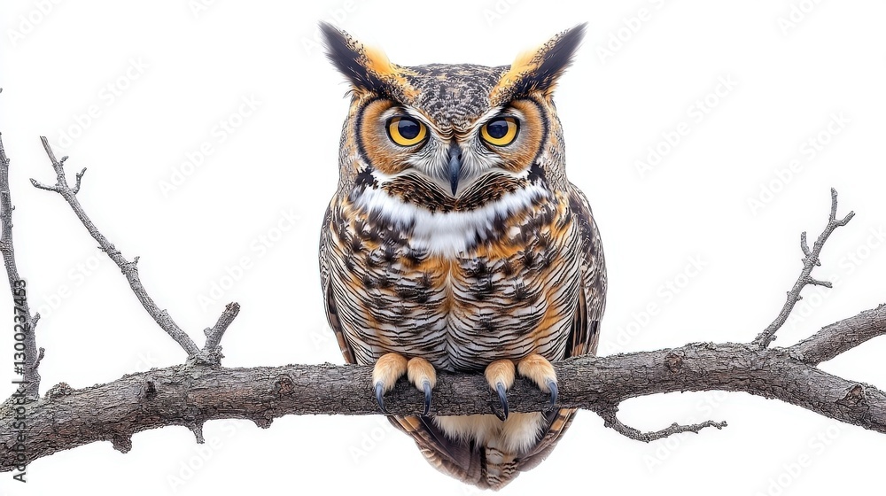 Fototapeta premium Great Horned Owl Perched on Branch