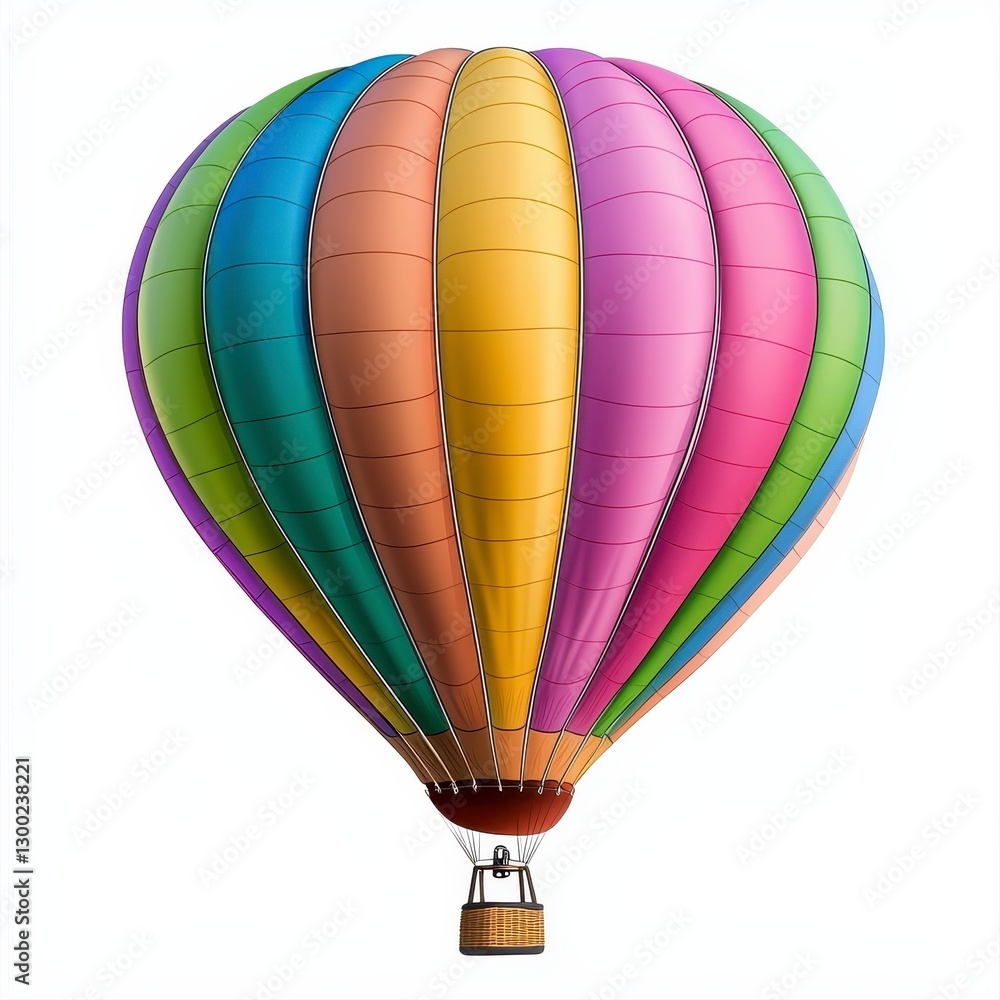 Fototapeta premium Colorful hot air balloon ascending into the clear blue sky offering breathtaking views of the landscape below