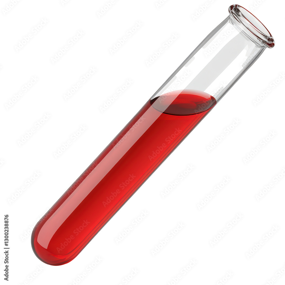 A Transparent Test Tube Filled with a Vibrant Red Liquid Substance A Transparent Test Tube Filled with a Vibrant Red Liquid Substance