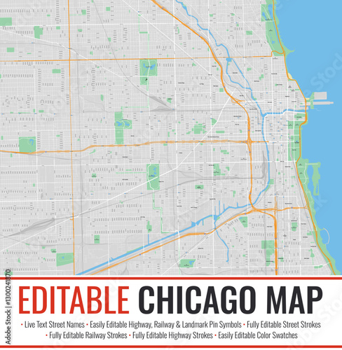 Editable Chicago Map