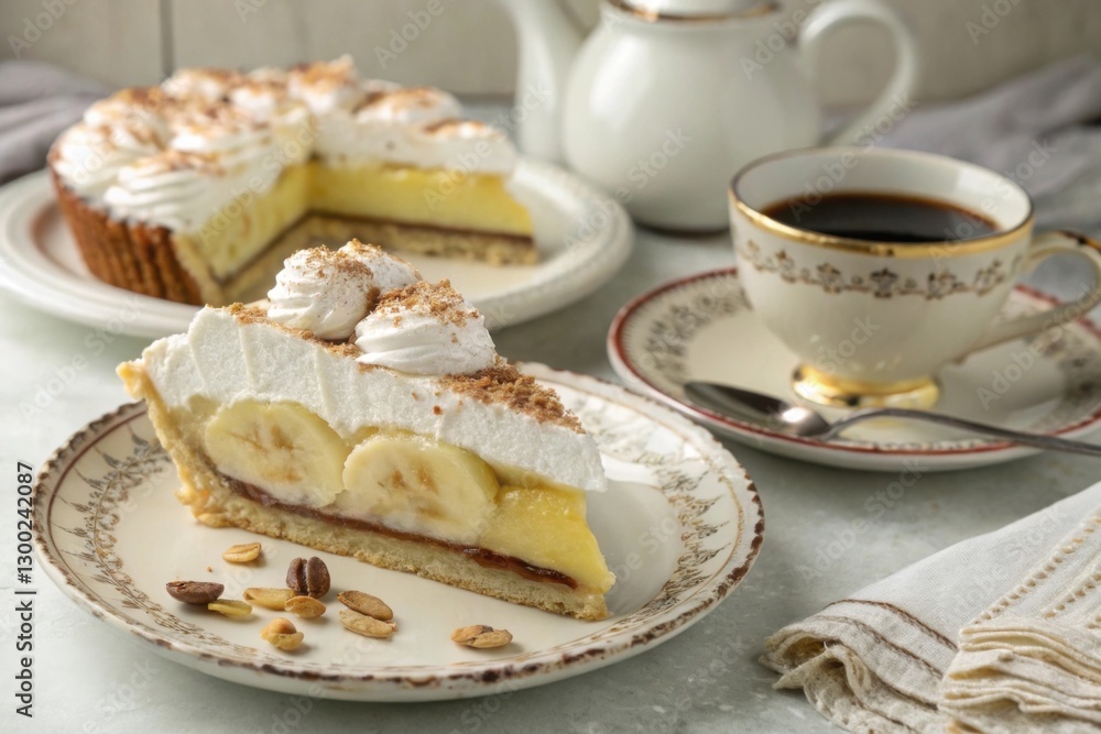 Elegant Banana Cream Pie with Coffee Elegant Banana Cream Pie with Coffee