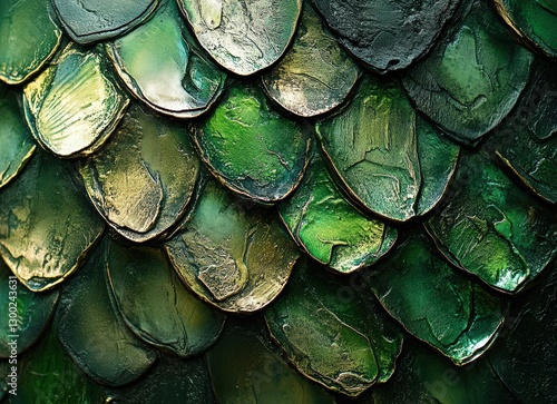 Wallpaper Mural green dragon scales seamless pattern textured background, shiny metallic surface, fish scale texture, fantasy reptile skin design, snake scales Torontodigital.ca