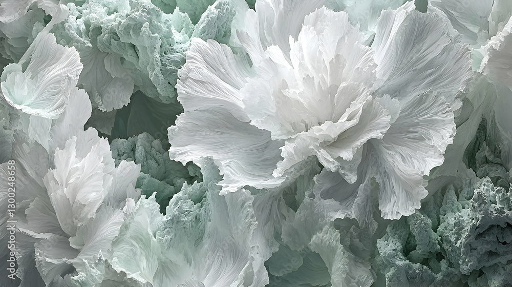 Abstract white and green floral background texture; close-up view, perfect for design projects Abstract white and green floral background texture; close-up view, perfect for design projects