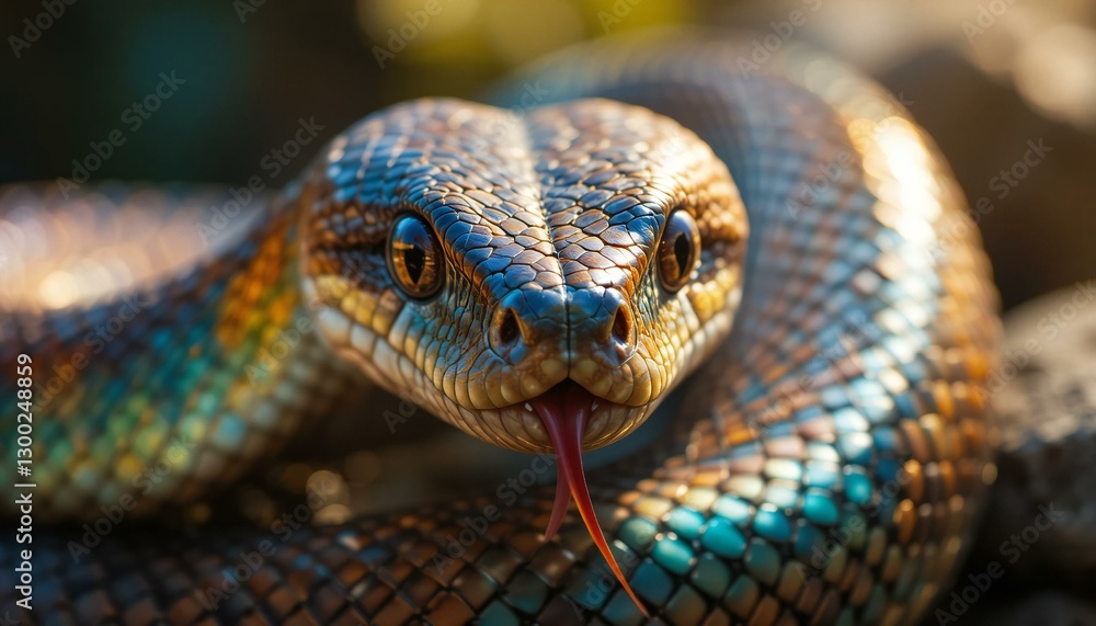 Fototapeta premium Close-up of Snake Head with Scales.