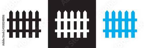 Fence  icon. Isolated on white and black background. Vector illustration. EPS 10